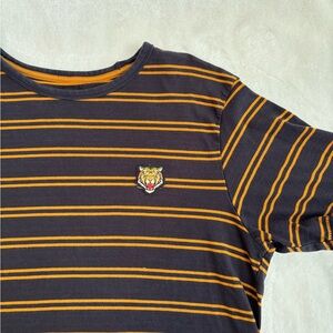 Striped Mens Shirt with Tiger Patch